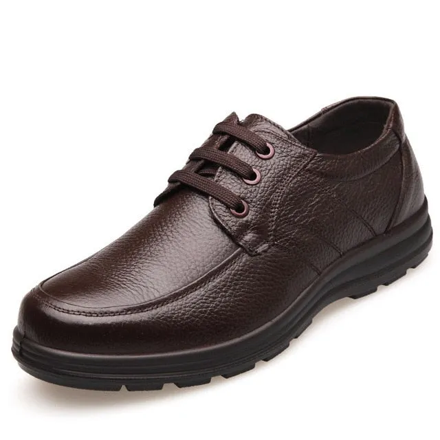 Leather Shoes Men Brand Footwear Non-slip Thick Sole Fashion