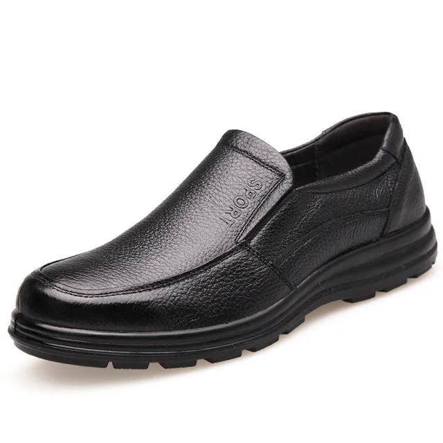 Leather Shoes Men Brand Footwear Non-slip Thick Sole Fashion