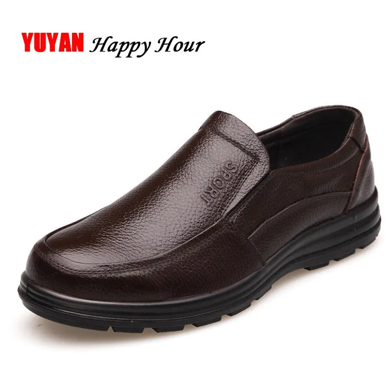 Leather Shoes Men Brand Footwear Non-slip Thick Sole Fashion