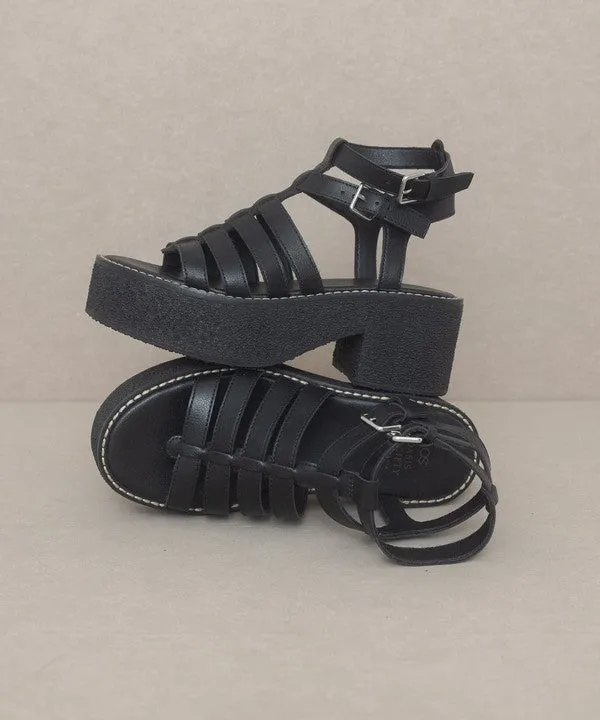 Lindsey Double Buckle Platform Gladiator Sandal