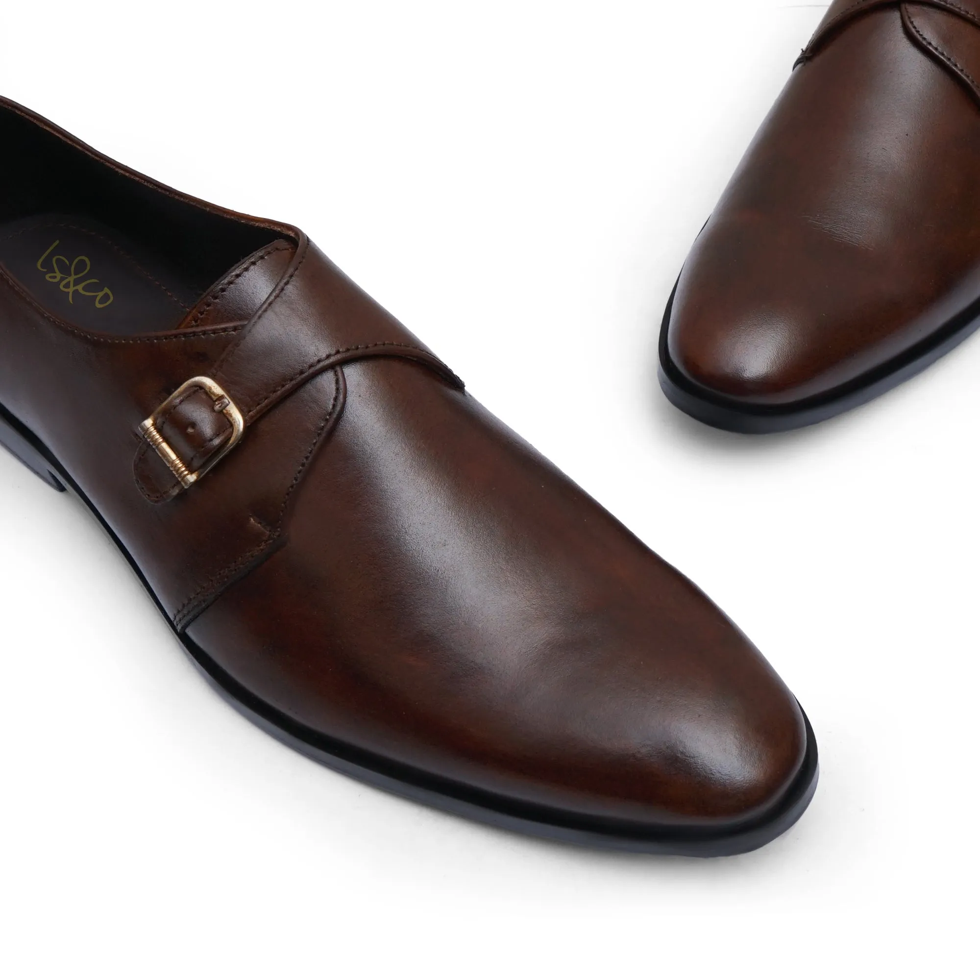 LS Pure Leather Handmade Crown Double Monk Formal Shoes LS-834