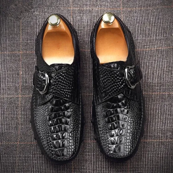 Luxury Alligator Texture Penny Loafers