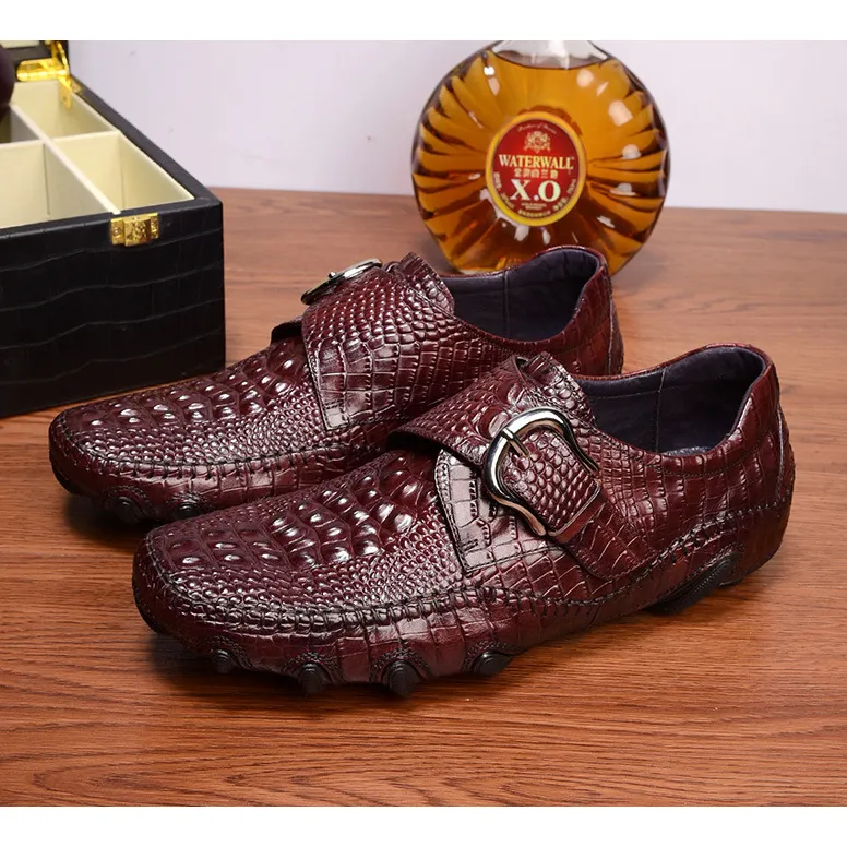 Luxury Alligator Texture Penny Loafers