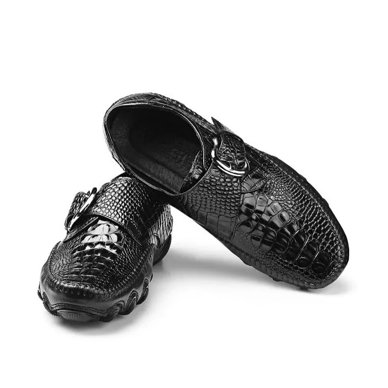 Luxury Alligator Texture Penny Loafers