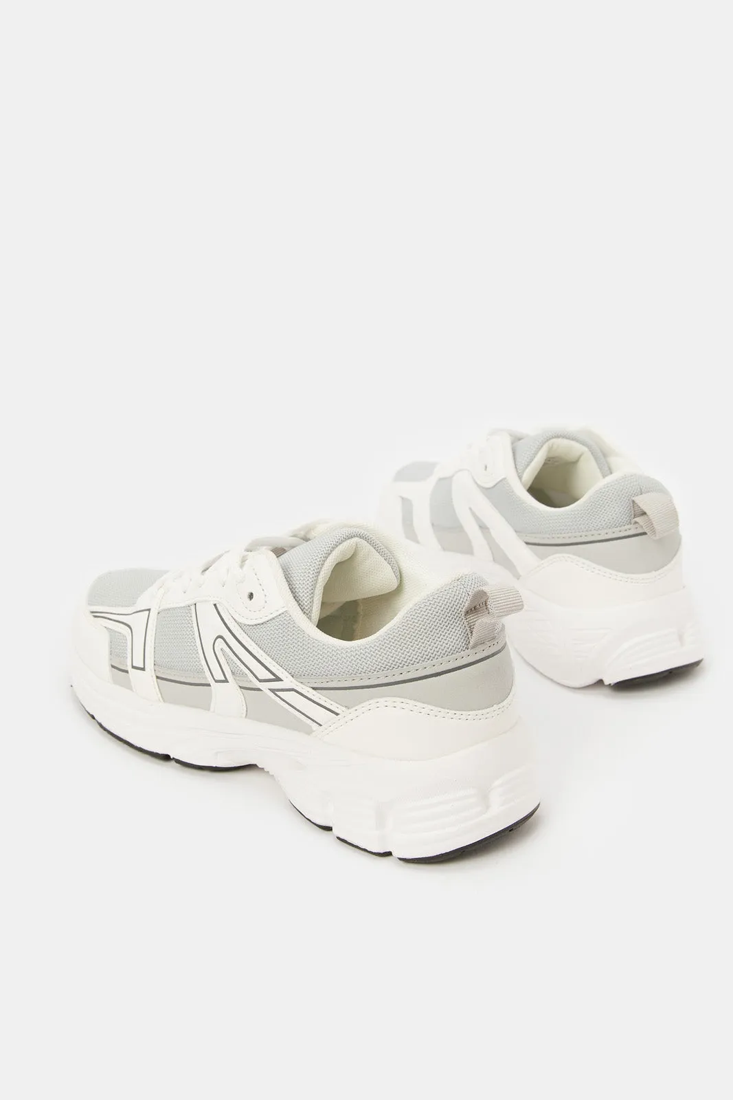 Men White Material Block Sneaker