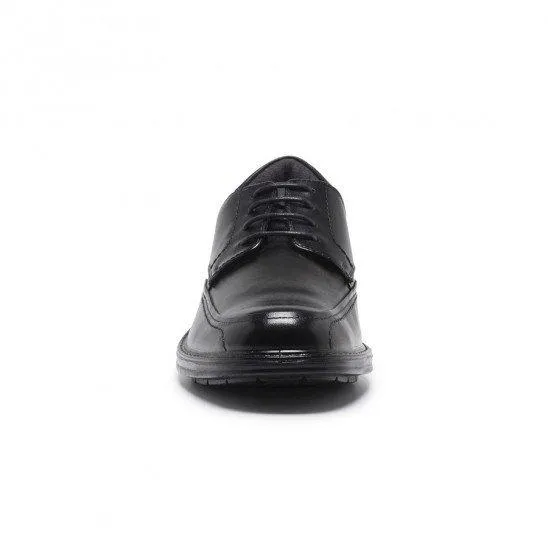 Mens Hush Puppies Torpedo Extra Wide Black Leather Work Lace Up Shoes