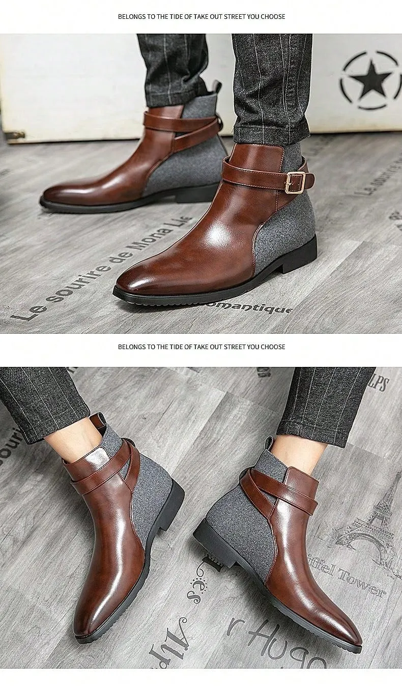 Men's Winter Warm Pu Leather Boots For Casual