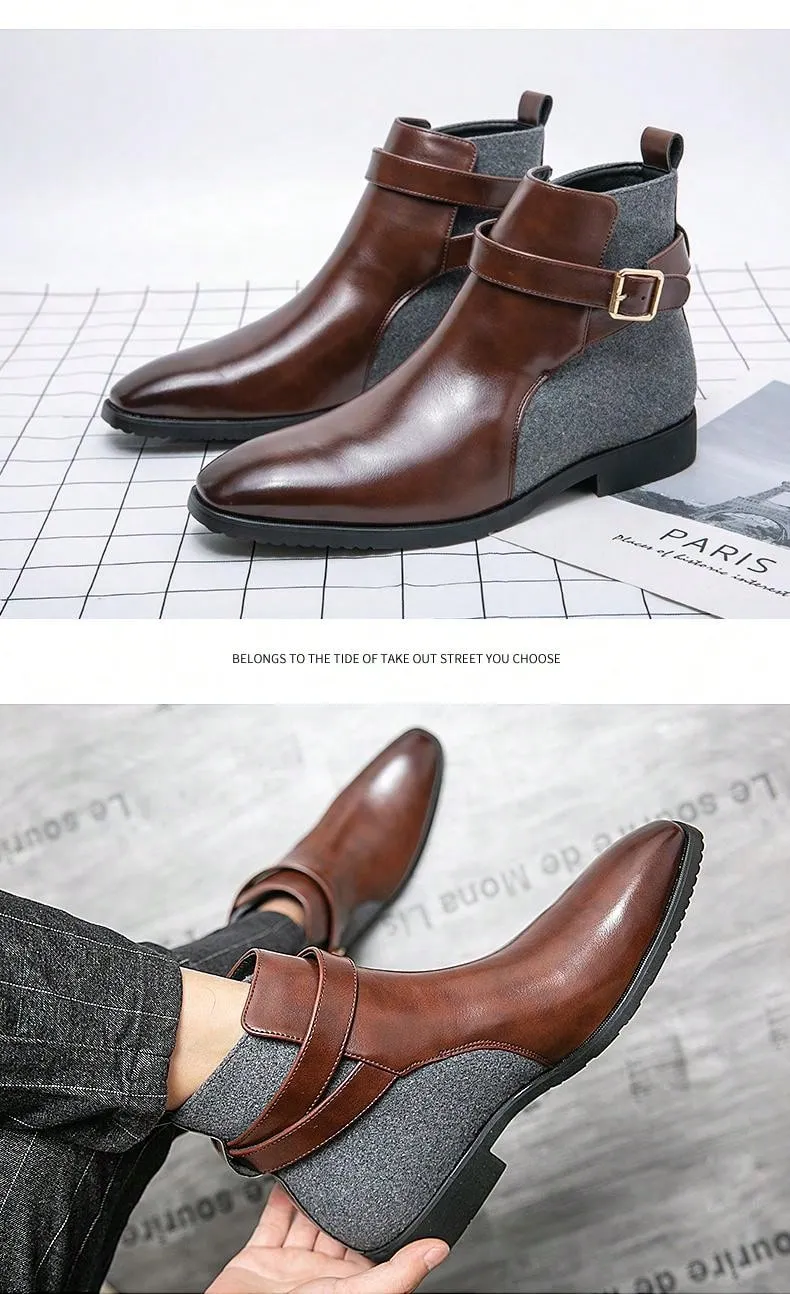 Men's Winter Warm Pu Leather Boots For Casual