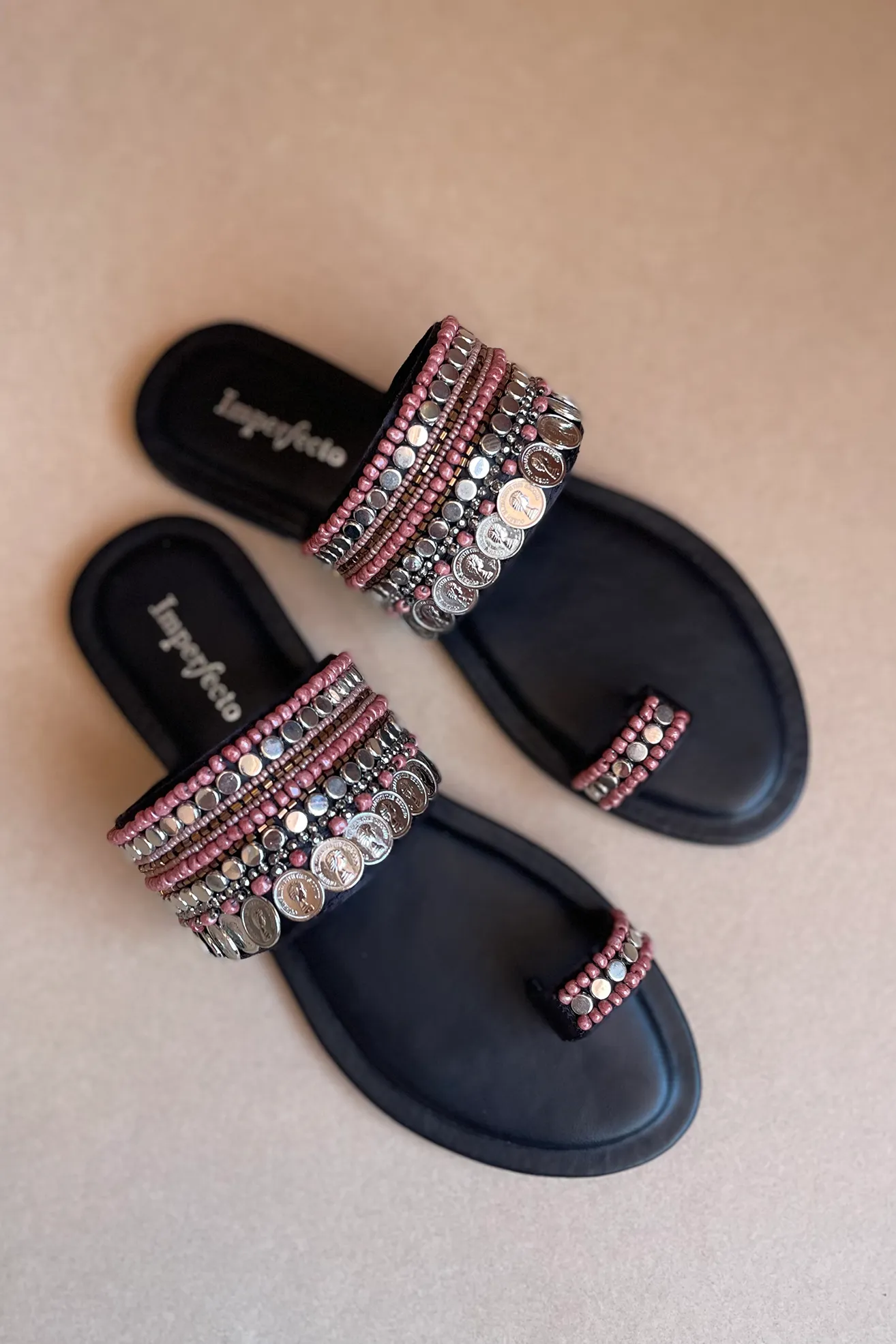 Midnight Boho Kolhapuri Flats