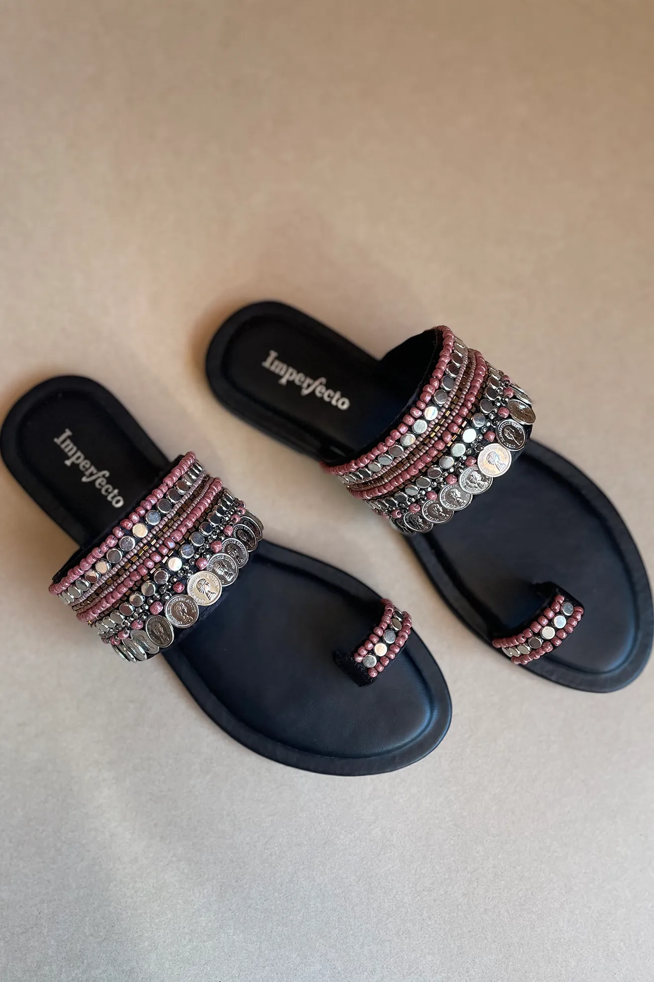 Midnight Boho Kolhapuri Flats