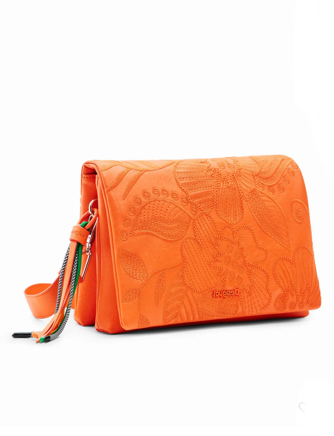 Midsize crossbody bag with embroidered flowers