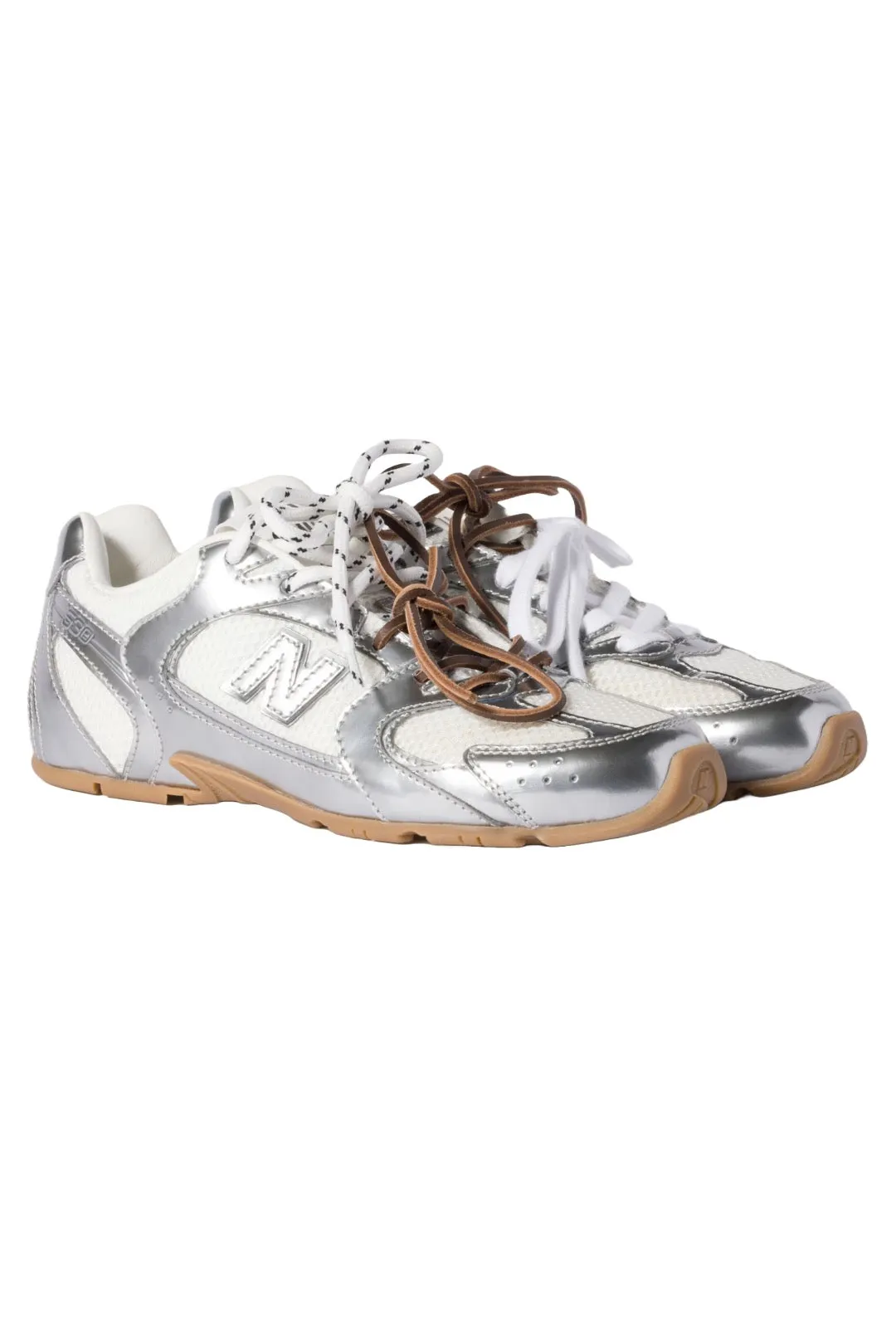 New Balance X Miu Miu 530 SL Metallic Leather and Mesh Sneakers