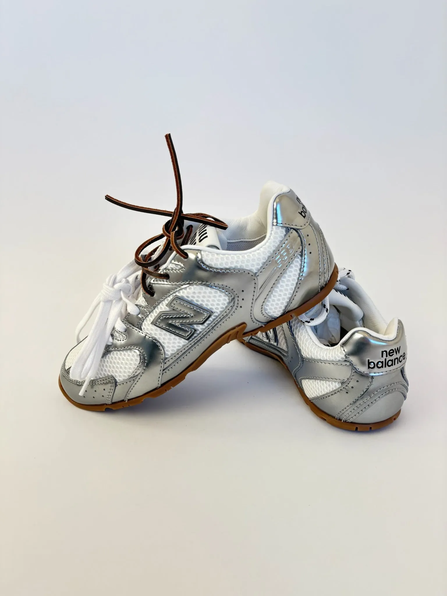 New Balance X Miu Miu 530 SL Metallic Leather and Mesh Sneakers