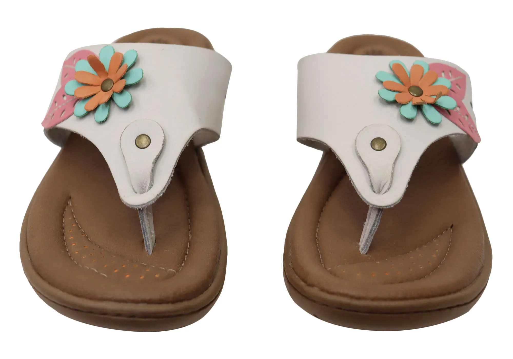 New Face Taylor Womens Comfort Leather Thongs Sandals Made In Brazil