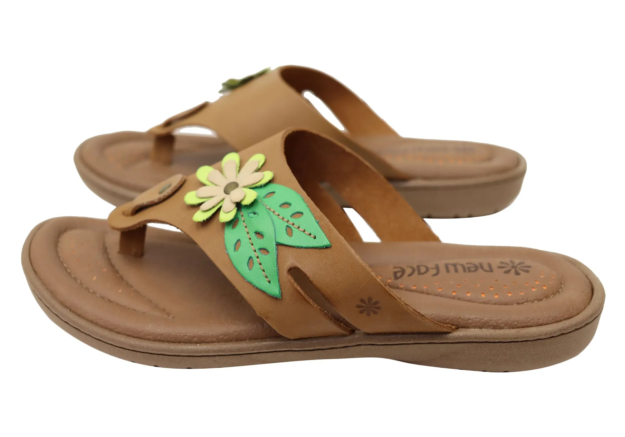 New Face Taylor Womens Comfort Leather Thongs Sandals Made In Brazil