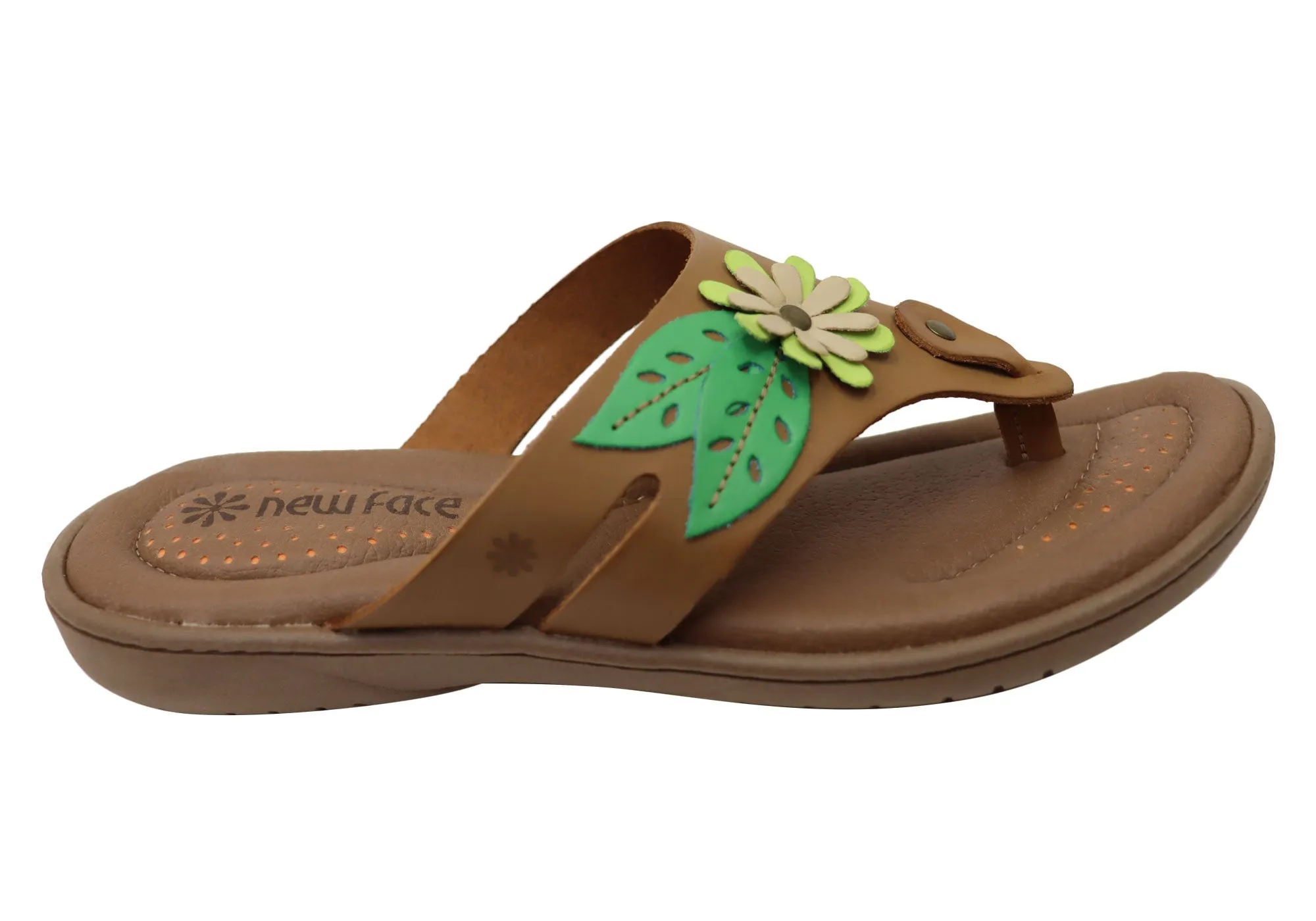 New Face Taylor Womens Comfort Leather Thongs Sandals Made In Brazil