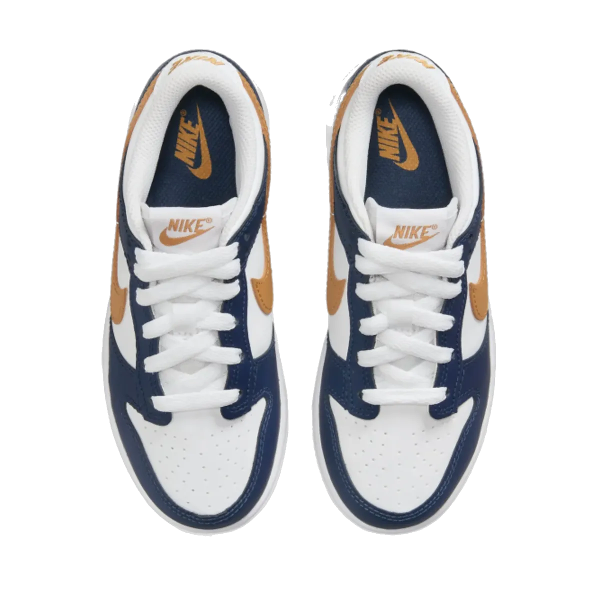 Nike Kids' Dunk Low Shoes - White / Midnight Navy / Wheat