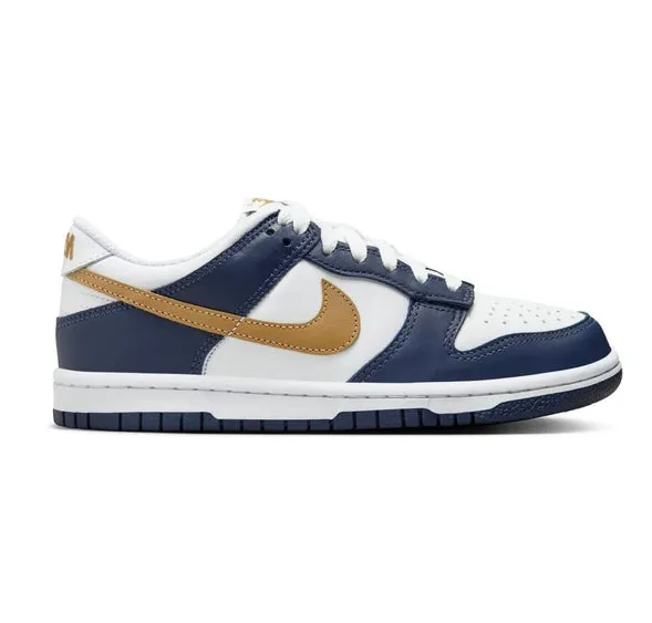 Nike Kids' Dunk Low Shoes - White / Midnight Navy / Wheat