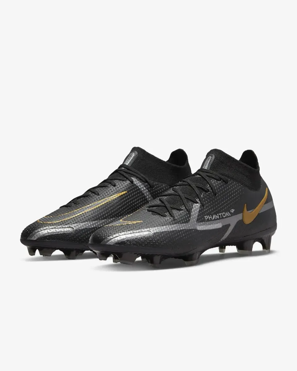 Nike Phantom GT2 Elite DF FG - Black-Dark Grey-Gold