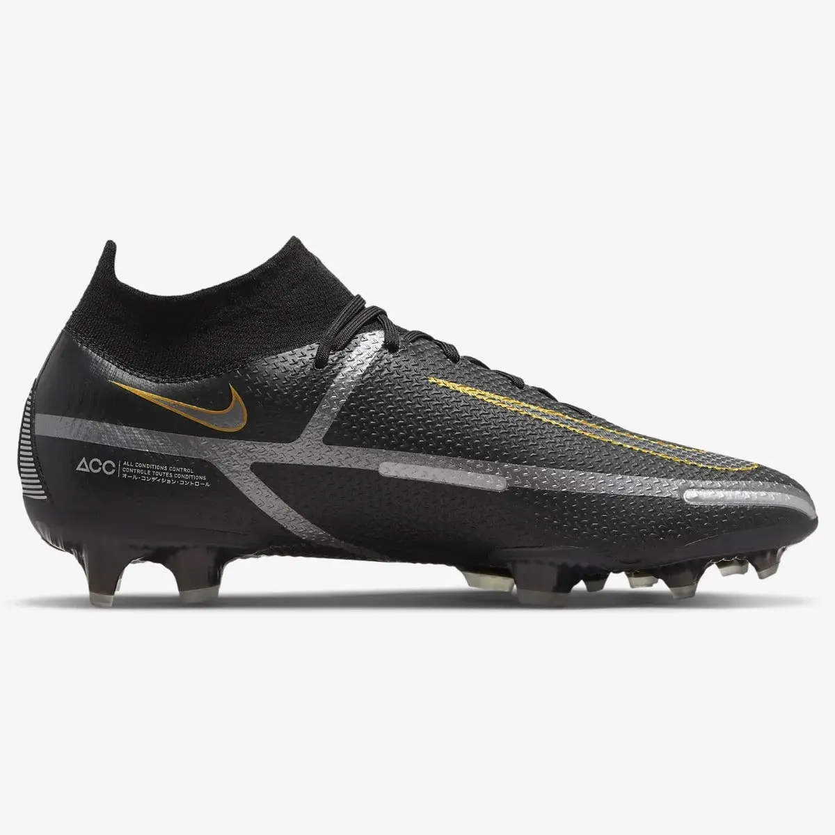 Nike Phantom GT2 Elite DF FG - Black-Dark Grey-Gold