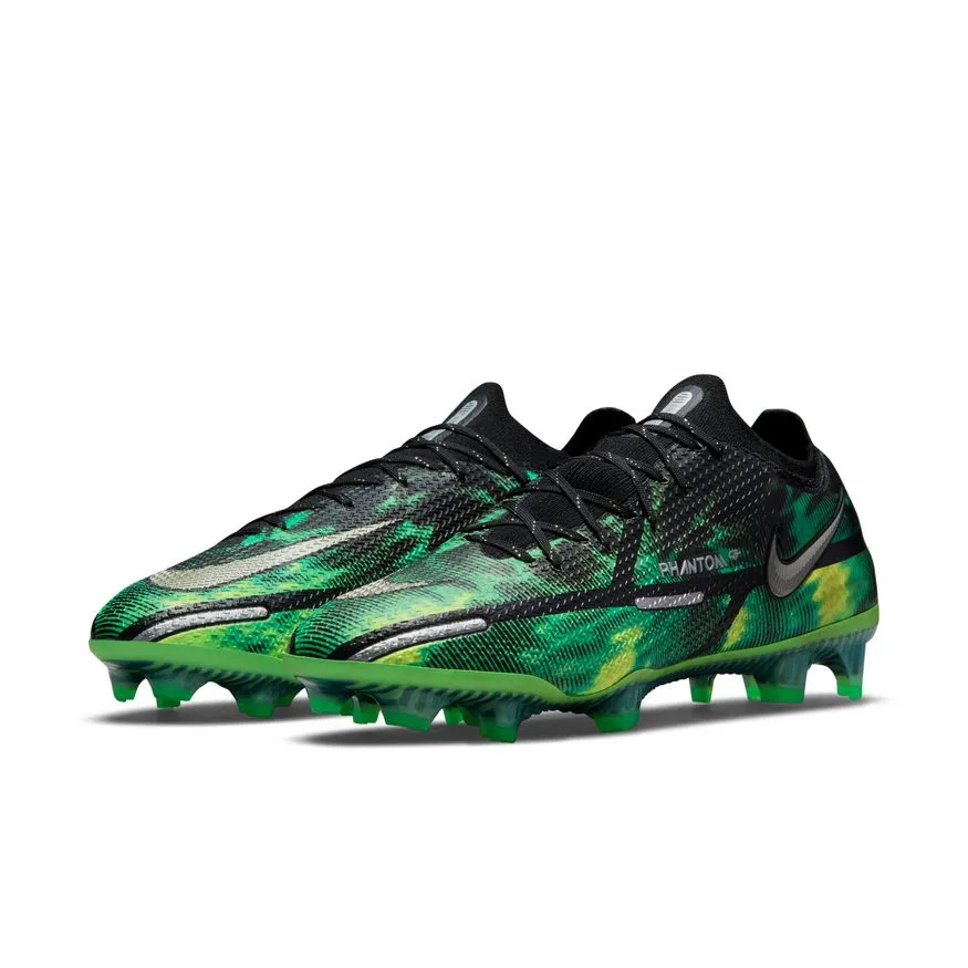 Nike Phantom GT2 Elite FG-BLACK/MTLC PLATINUM-GREEN STRIKE