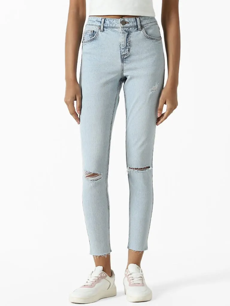 Nuon Light Blue Straight - Fit Mid Rise Jeans