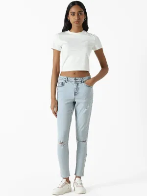 Nuon Light Blue Straight - Fit Mid Rise Jeans