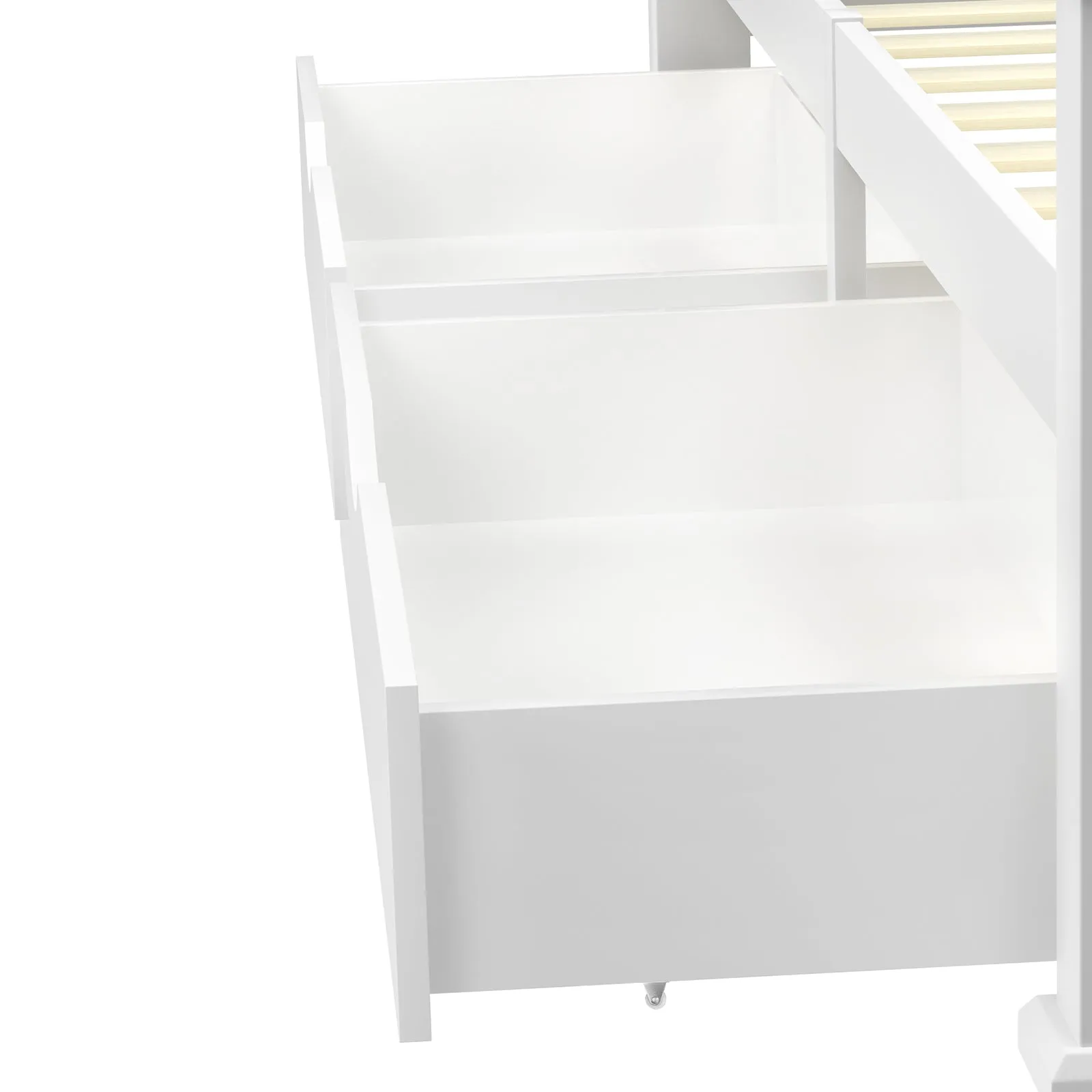 Oikiture Storage Drawers Trundle for Wooden Bed Frame Base Timber White 2X