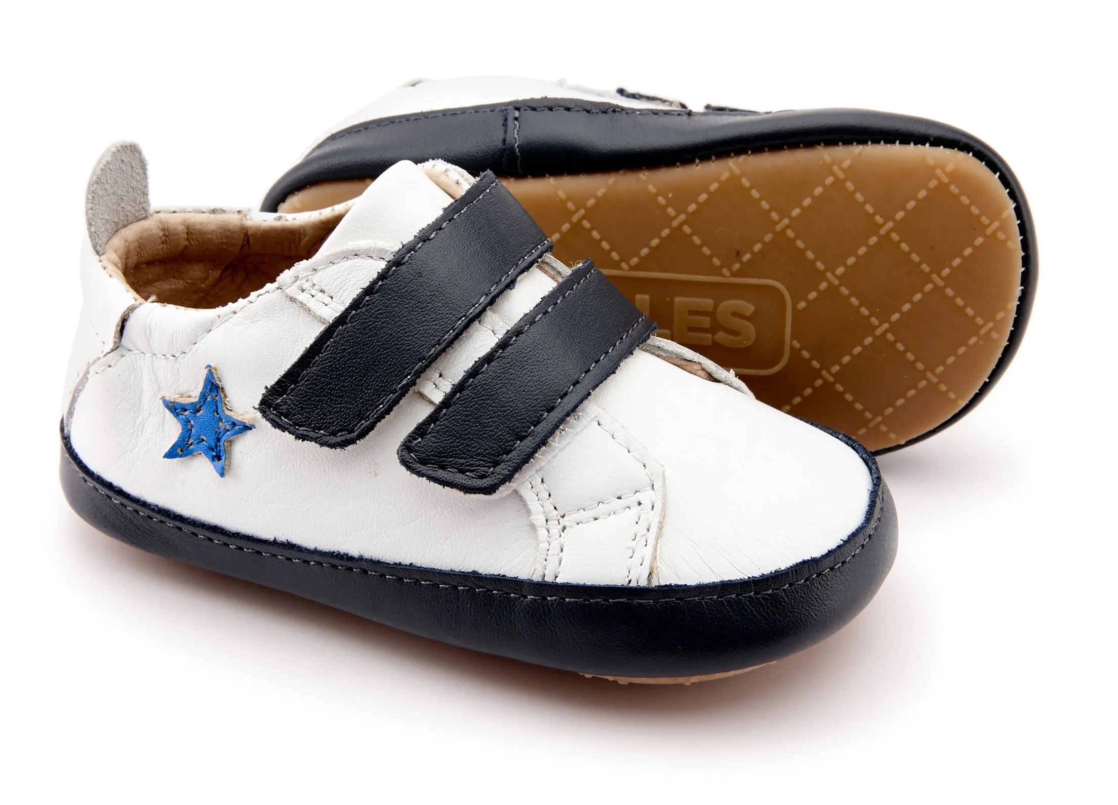 Old Soles Boy's and Girl's 0037R Star Markert Shoes - Snow/Navy/Neon Blue