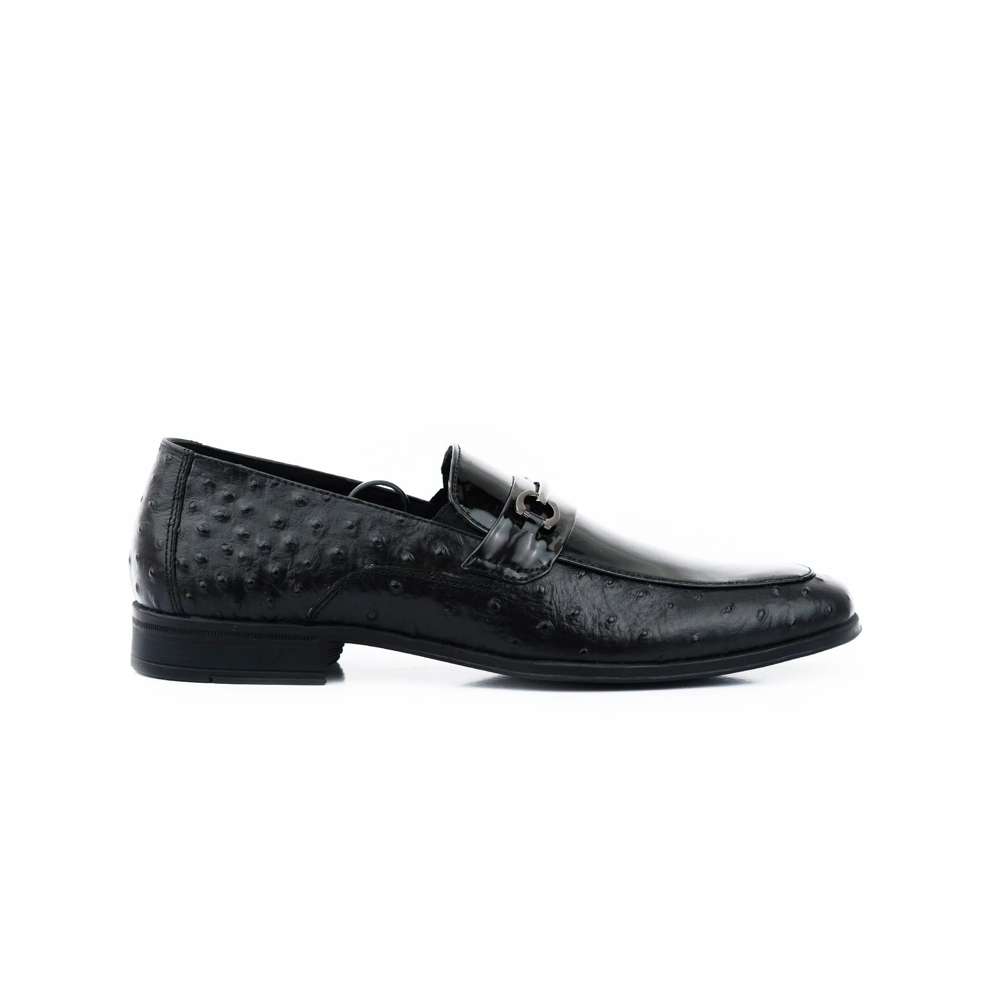 Ostrich Print Buckled Loafer - Black