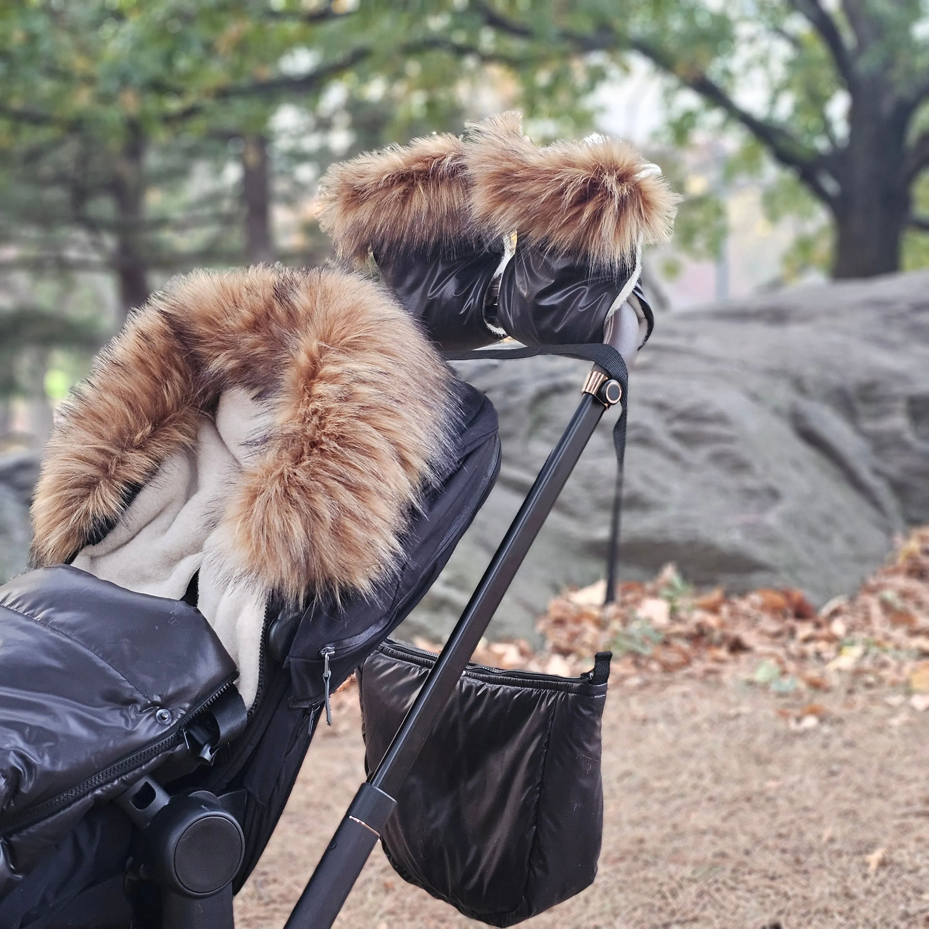 Pastel Black Premium Organic Wool Footmuff in Beige