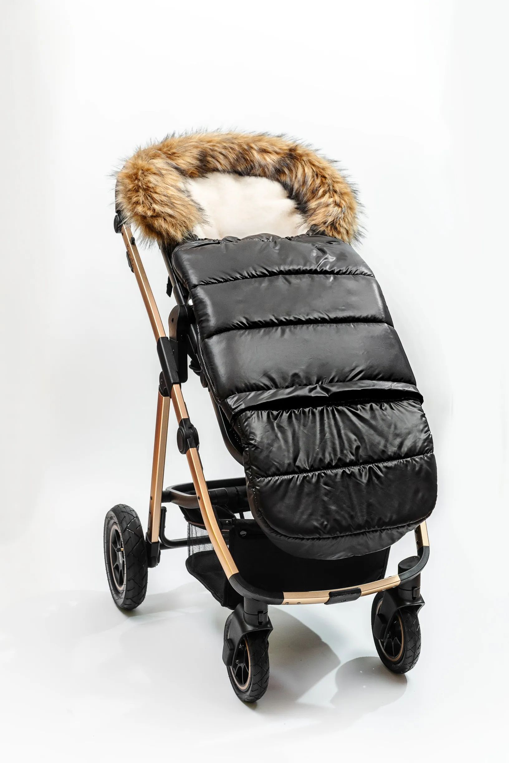 Pastel Black Premium Organic Wool Footmuff in Beige