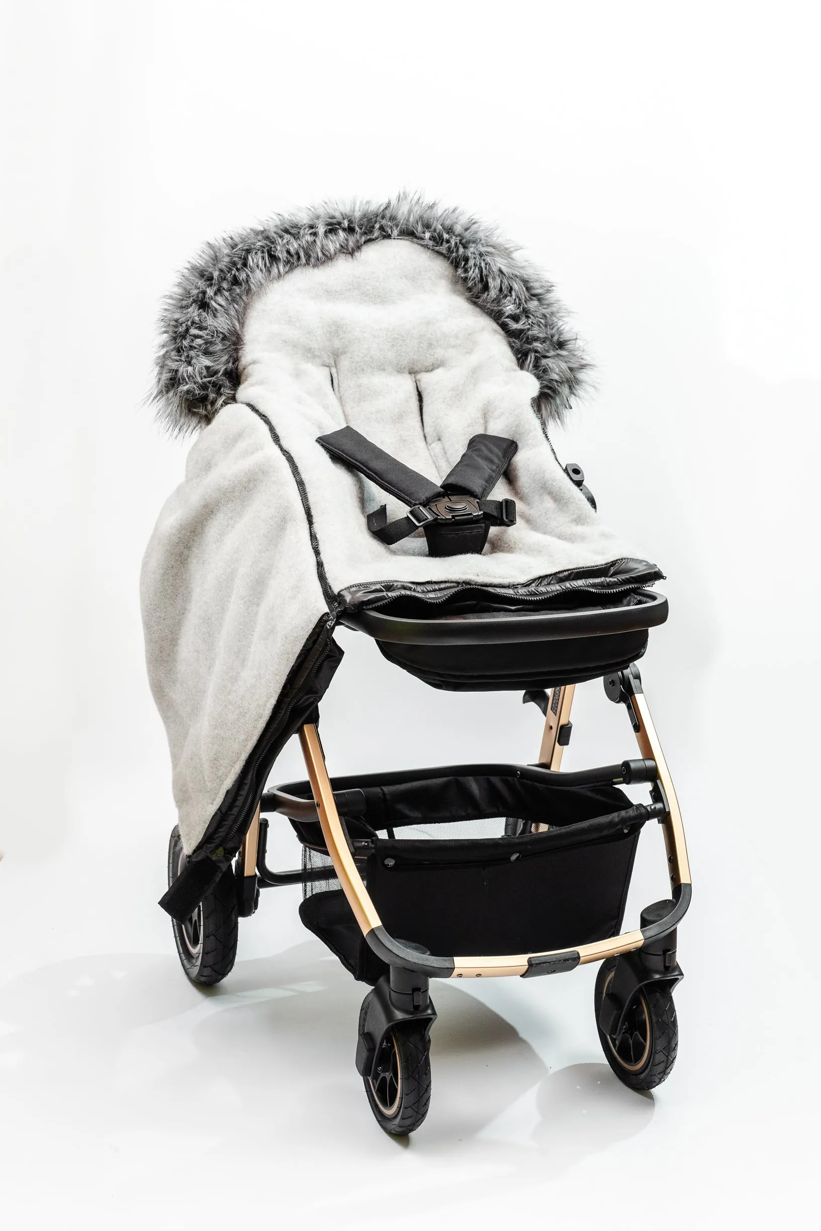 Pastel Black Premium Organic Wool Footmuff in Gray