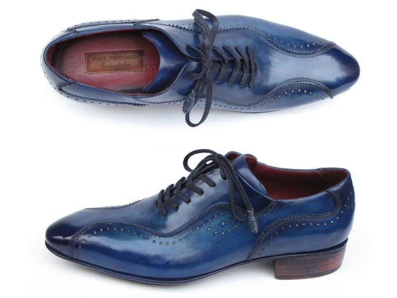 Paul Parkman Handmade Lace-Up Casual Shoes For Men Blue (ID#84654-BLU)