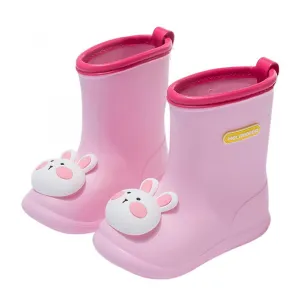 Pink 180Boys Girls Cartoon Cute Dinosaur Rabbit Children Rain Shoes Waterproof Pvc Rubber Non-slip Soft Toddler Kids Casual Rain Boots