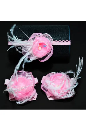 Pink flower socks with Hairband