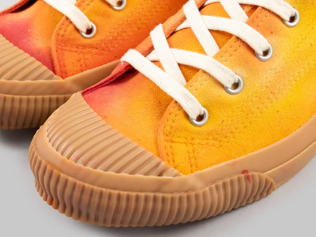 Pras Shellcap Low "Mura" Uneven Hand Dyed Sneakers Orange/Gum