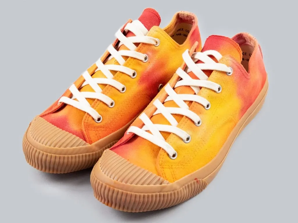 Pras Shellcap Low "Mura" Uneven Hand Dyed Sneakers Orange/Gum