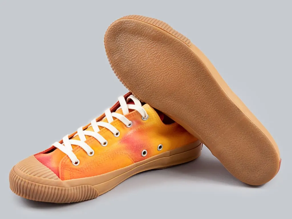 Pras Shellcap Low "Mura" Uneven Hand Dyed Sneakers Orange/Gum