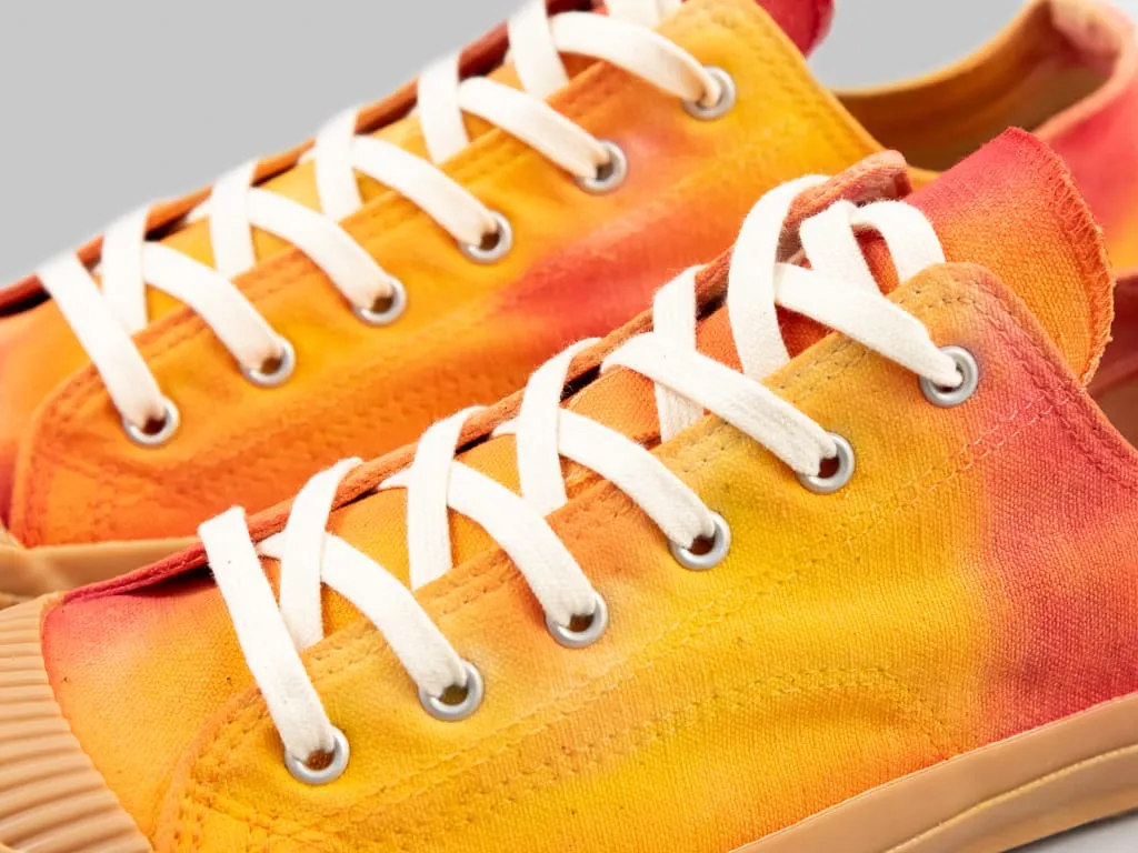 Pras Shellcap Low "Mura" Uneven Hand Dyed Sneakers Orange/Gum