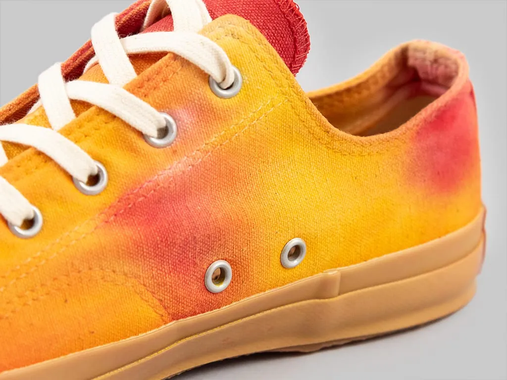 Pras Shellcap Low "Mura" Uneven Hand Dyed Sneakers Orange/Gum