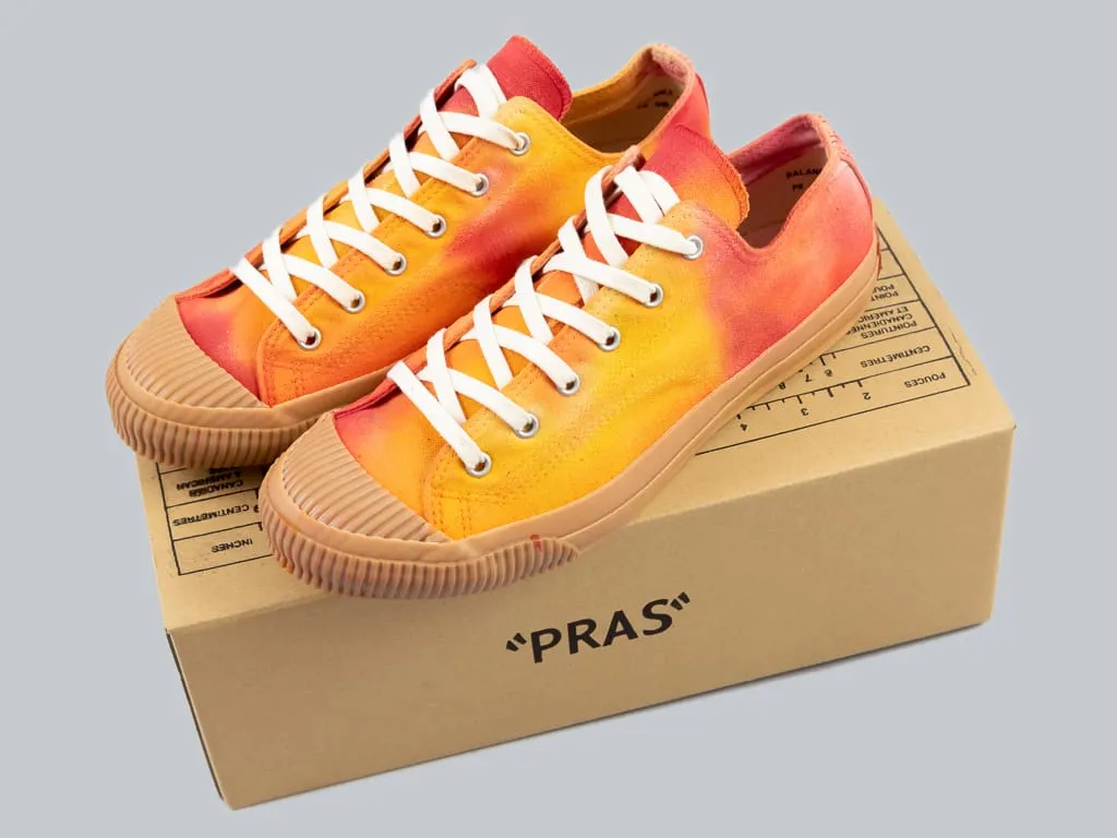 Pras Shellcap Low "Mura" Uneven Hand Dyed Sneakers Orange/Gum