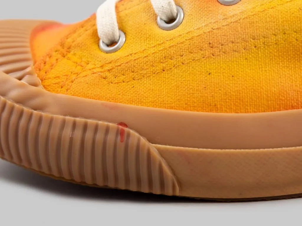 Pras Shellcap Low "Mura" Uneven Hand Dyed Sneakers Orange/Gum