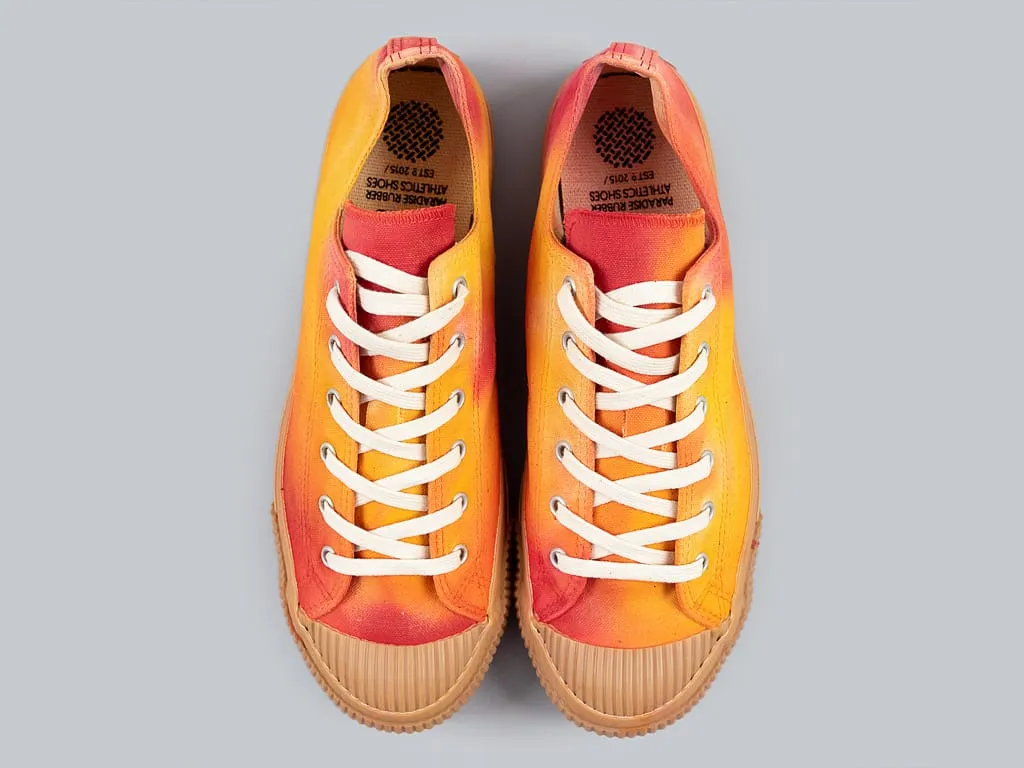 Pras Shellcap Low "Mura" Uneven Hand Dyed Sneakers Orange/Gum