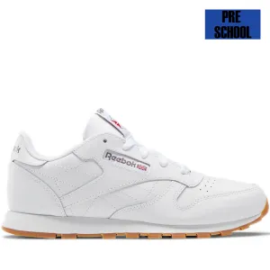 Pre School Reebok Classic Leather Shoes - White/ Gum