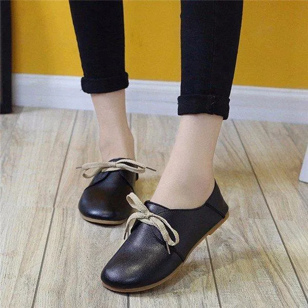 Pu Pure Color Casual Slip On Comfort Shoes For Women