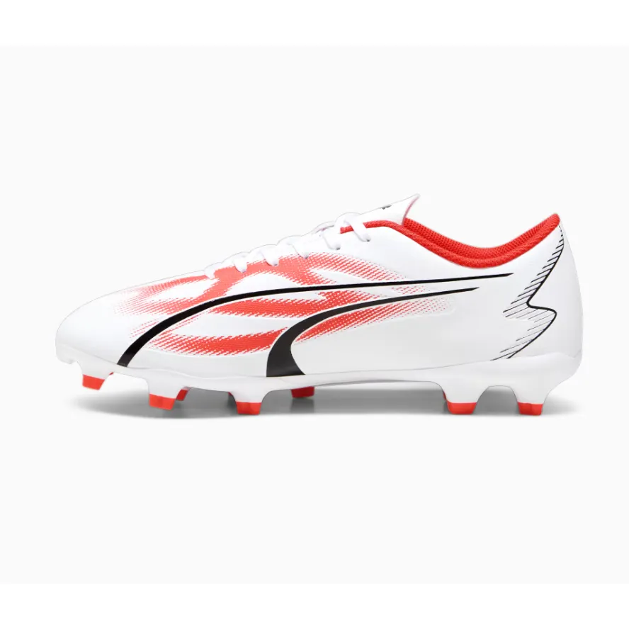 Puma Adults Football Boots Ultra Play FG/AG White/Black/Fire Orchid