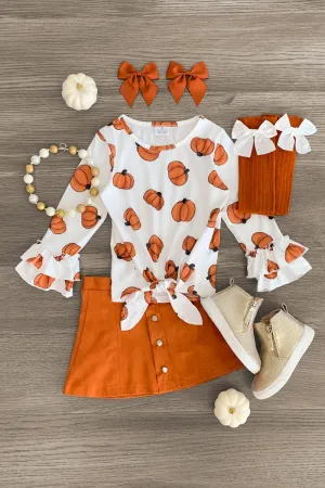 Pumpkin Suede Skirt Set