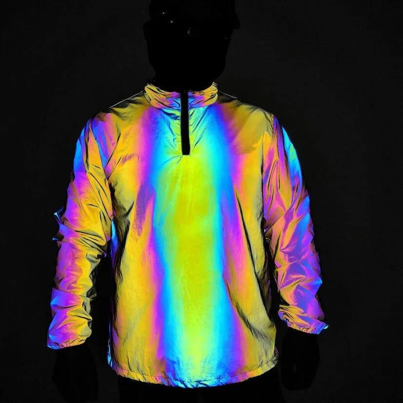 Rainbow Luminous Windbreaker Plus Size Jacket Reflective | Brodtica.com