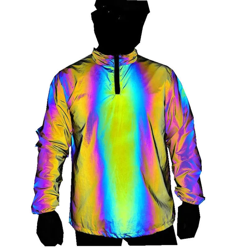 Rainbow Luminous Windbreaker Plus Size Jacket Reflective | Brodtica.com